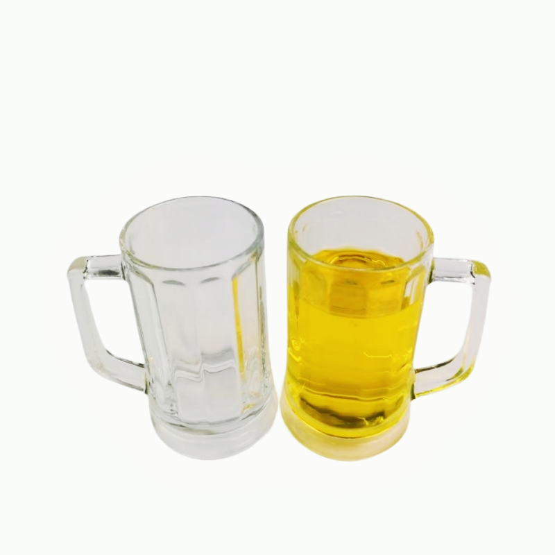 12oz Handgrip Shape Transparent Color Glass Mug