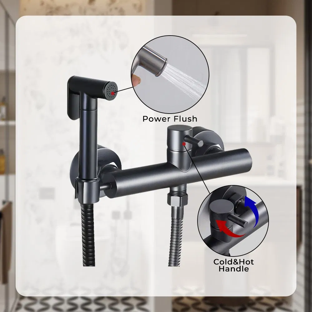 Смеситель для биде с душем, черный матовый