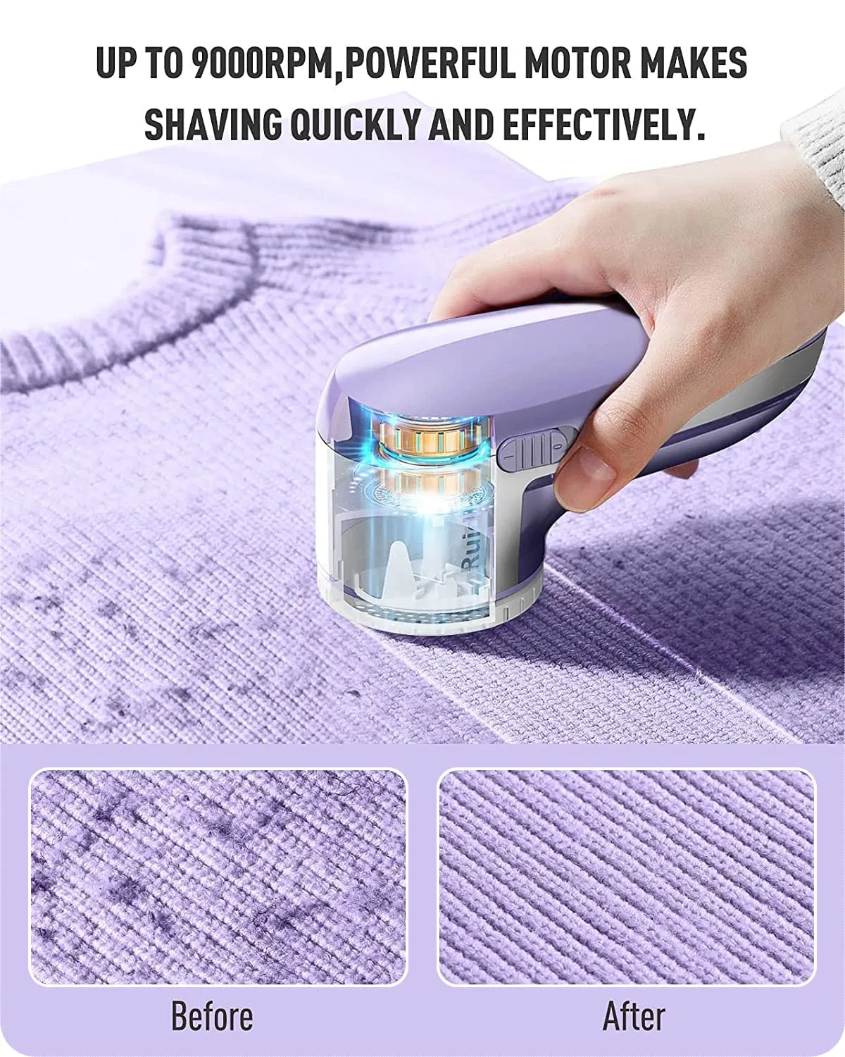 Protection Removable-Bin Rechargeable Stainless-Steel 3-Leaf Blades Dual Fabric Sweater Shaver Electric Lint Remover