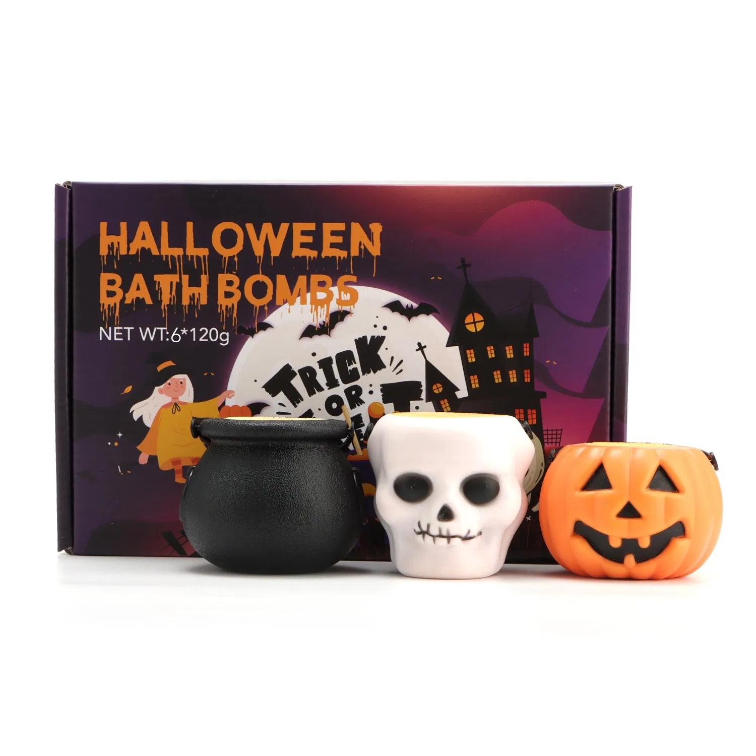 Spooky Skull Pumpkin Bath Bombs for a Halloween Soak for Kids