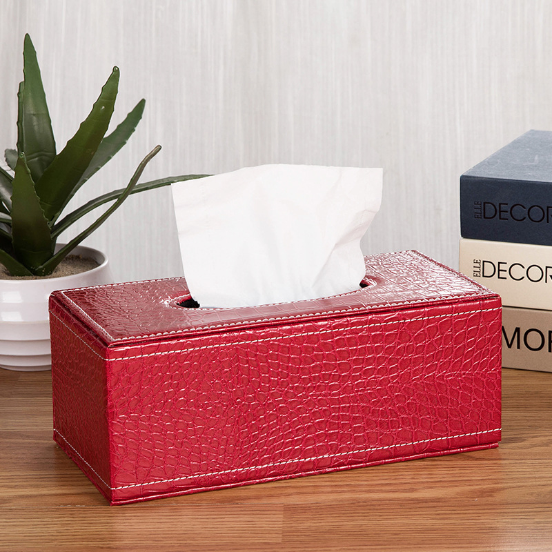 Luxury Design Soft PU Leather Black Napkin Holder Tissue Box