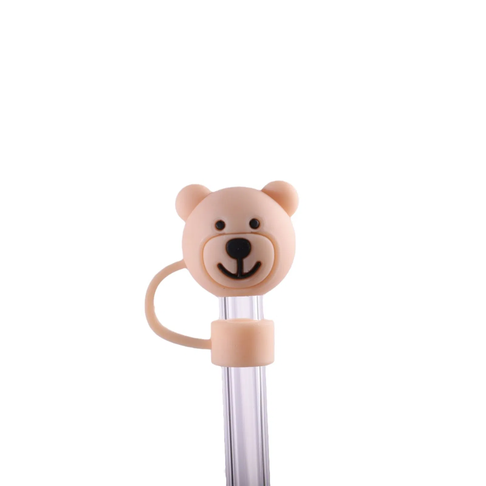 Little Bear Straw Cap 10mm Eco-Friendly Soft Silicone Stanley Cup Straw Dust Cover Cute Cartoon Straw Lid.