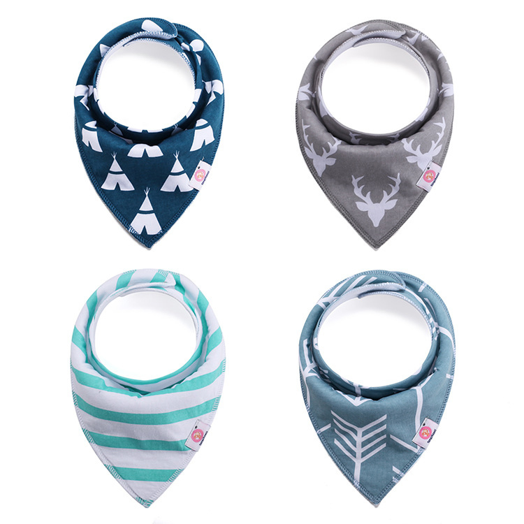 New Cute Cartoon Design Waterproof Drool Baby Toddler Bandana Cotton Bib