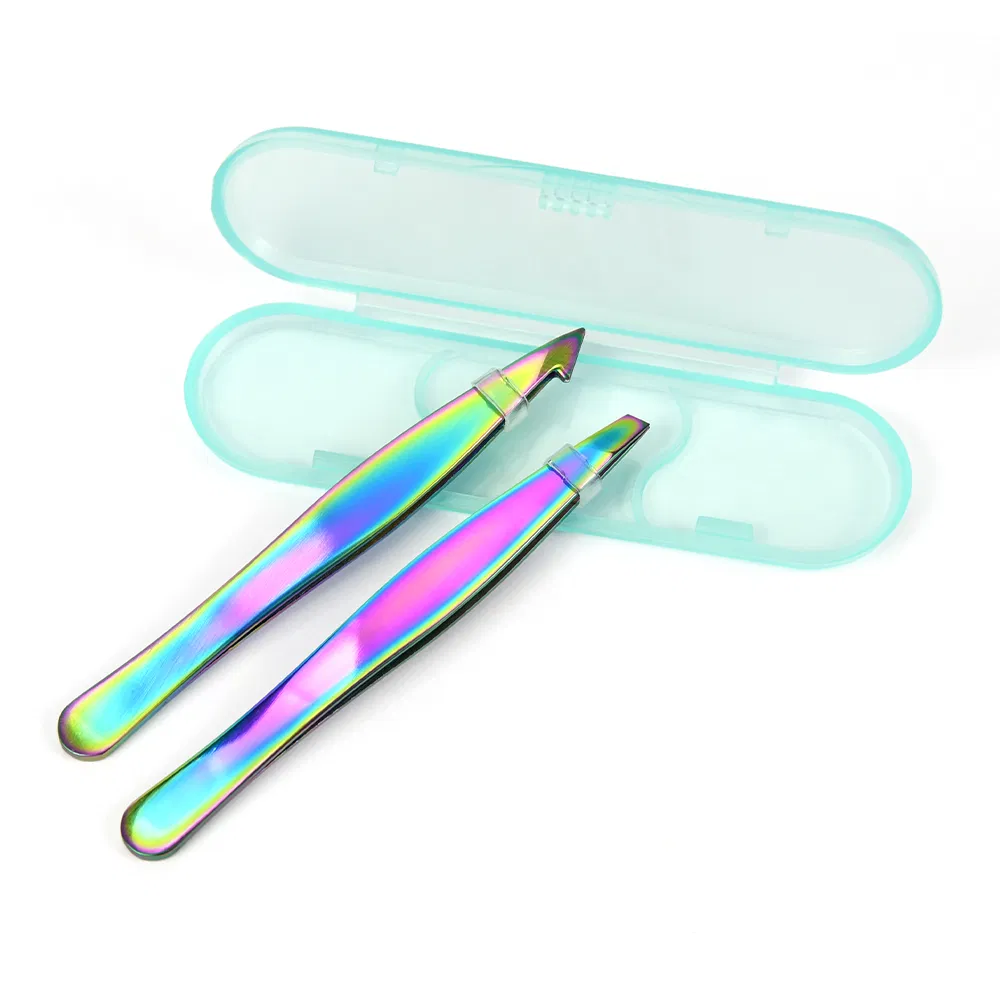 Stainless Steel Slanted Tips Eyelash Beauty Tools Wholesale Squared Eyebrow Tweezers