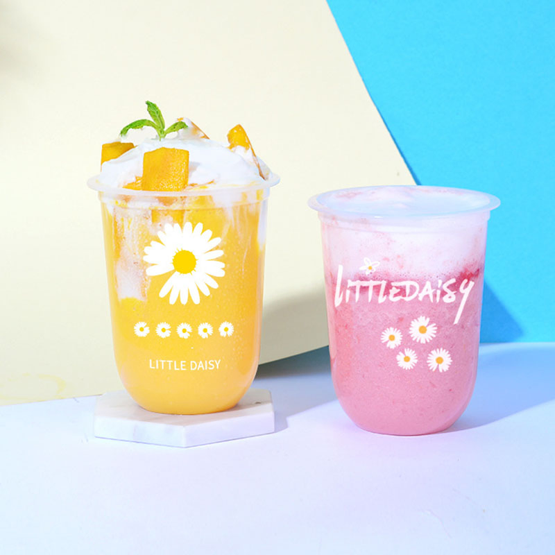 Wholesale 12oz 16oz 32oz PP Pet Custom Logo Disposable U Square Shape Clear Plastic Coffee Cup