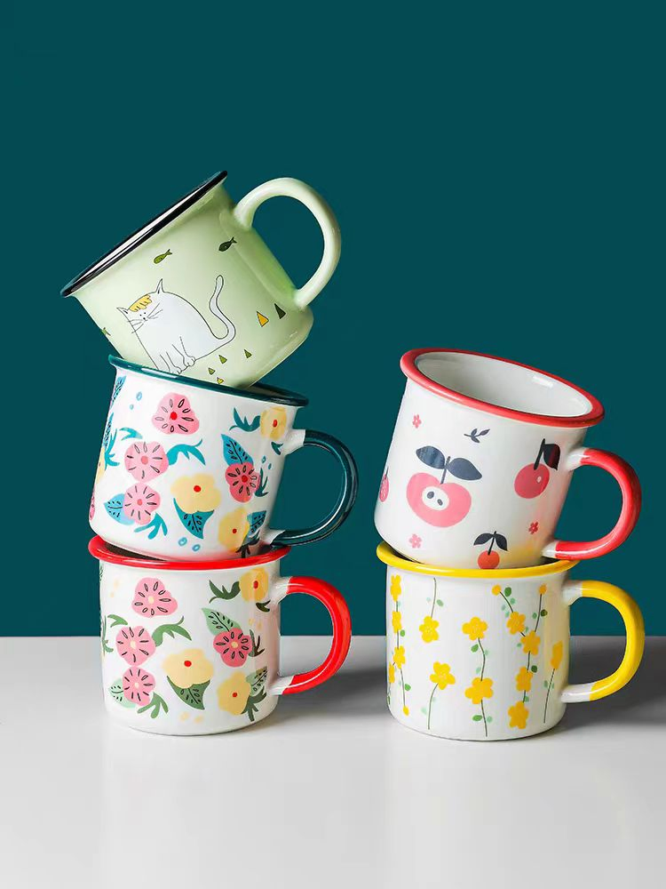 Customize Outdoor Camping Enamel Coffee Mugs Milk Mugs 350ml with Custom Design