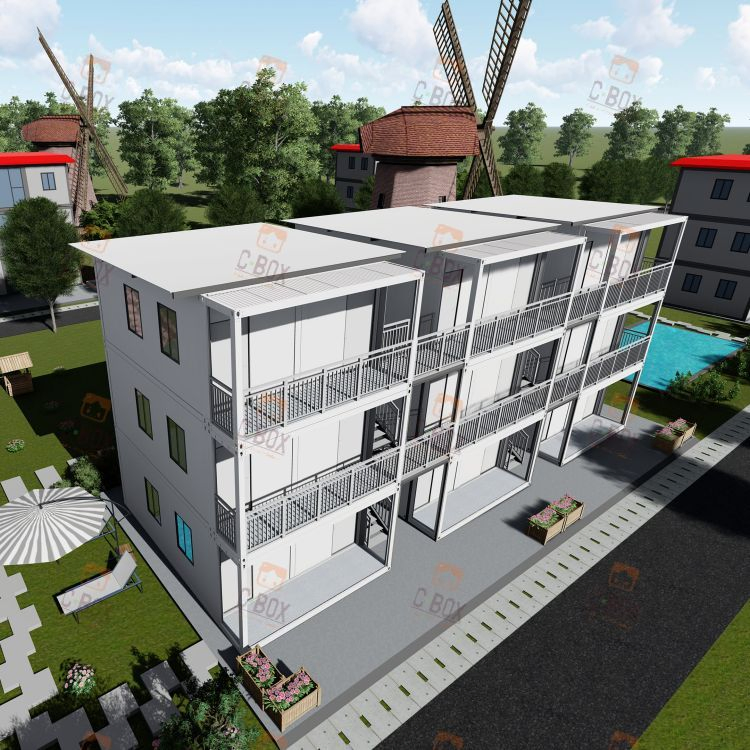 Cbox Apartment Design Q235B Steel Galvanized Paint Anti-Rust Glass Wool Cement Fireproof Material Detachable Container House