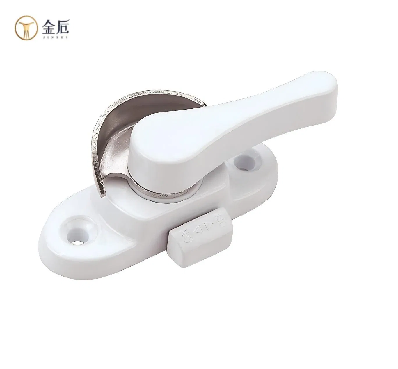 White UPVC Sliding Windows Crescent Locker Half Moon Locker with Lock and Right and Left Opening and Alu or Zinc Alloy Material