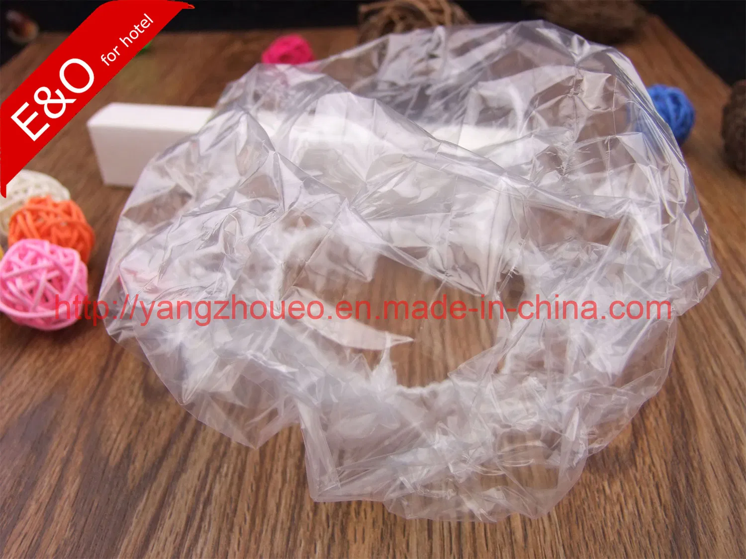 Hotel Amenities Disposable Plastic Shower Cap in Aluminum Foil Bag