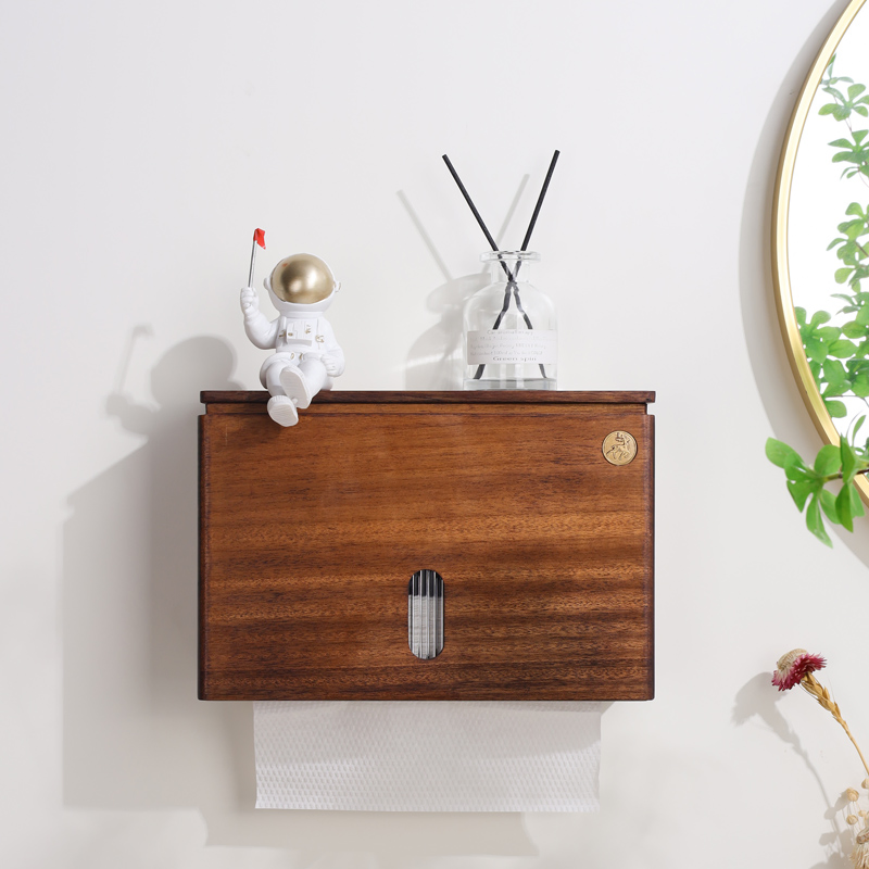 Wooden Box System for Kitchen Tissue and Toilet Paper Roll Dispenser