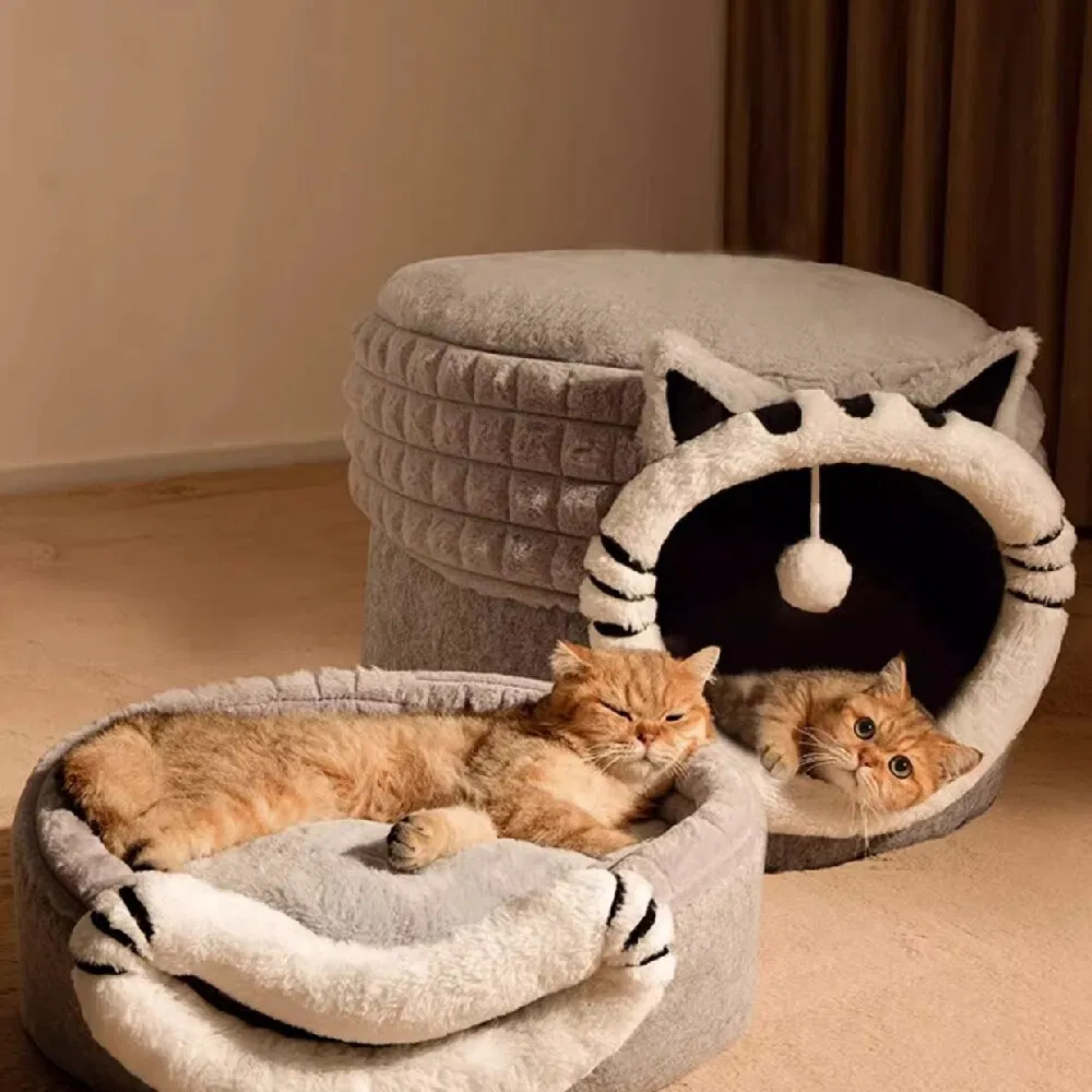 Winter Warmth Foldable Safety Indoor Cat Bed for Cozy Comfort