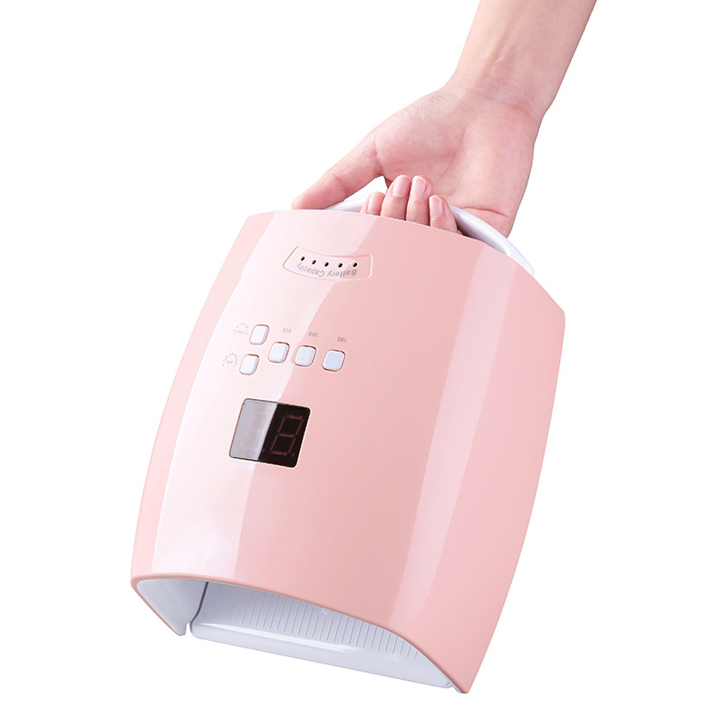 Pink Color 48W PRO Cure Gel Nail Lamp Wireless UV LED Nail Polish Dryer for Salon