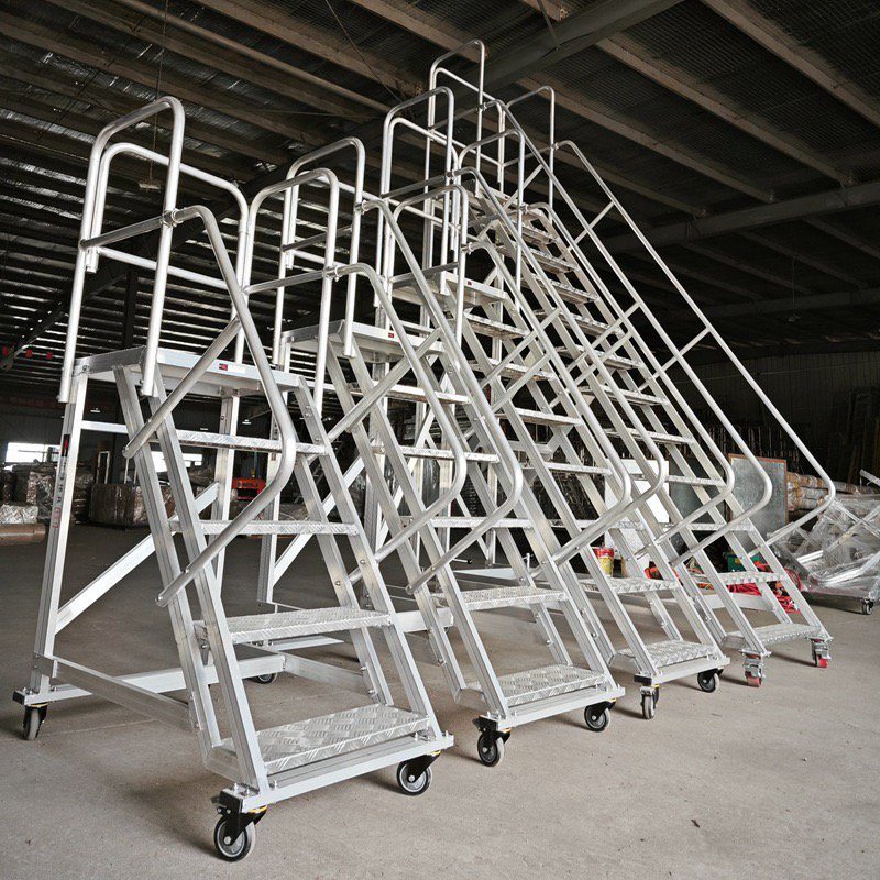 Aluminum Mobile Safety Step Ladder with Wheels Platform Climbing Ladder 3 Meters Ladder