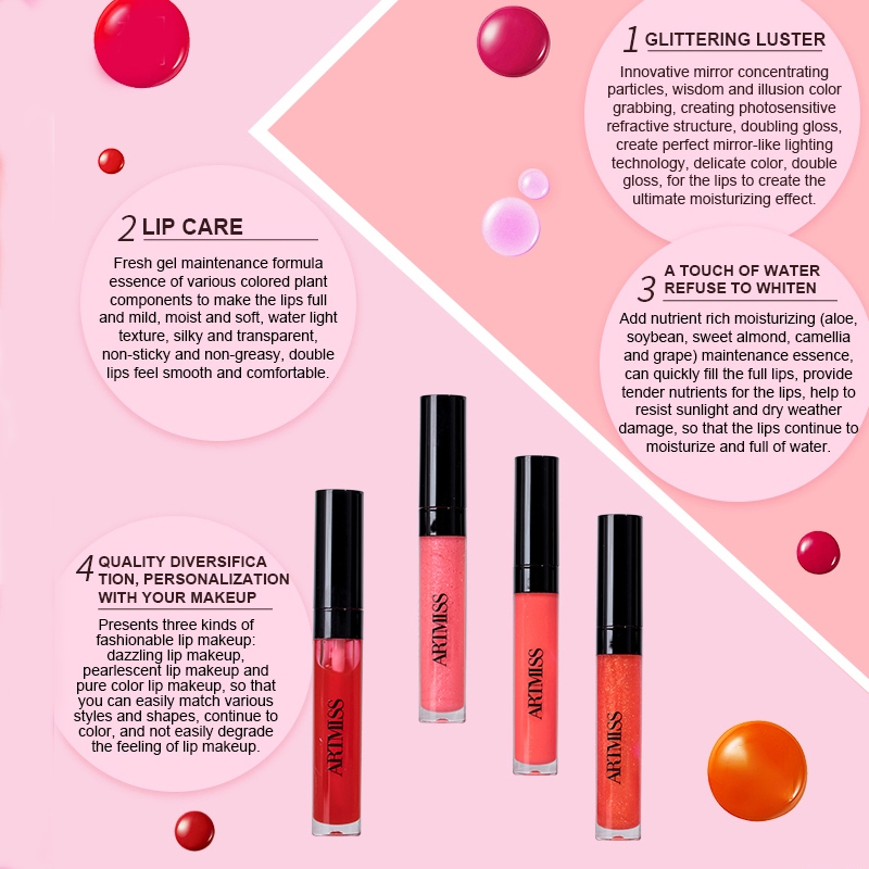 Wholesale or Private Label Makeup Liquid Lipstick Lipgloss Moisturizing Glitter Shiny Lip Gloss
