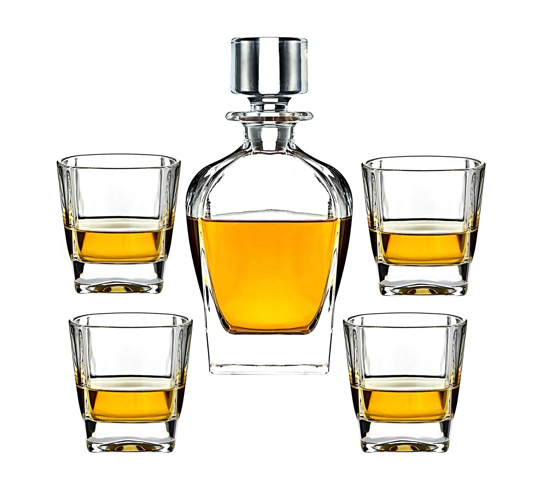 Marquis Crystal Glass Whiskey Decanters with 4 Double Old-Fashioned Glasses Sets Decanters