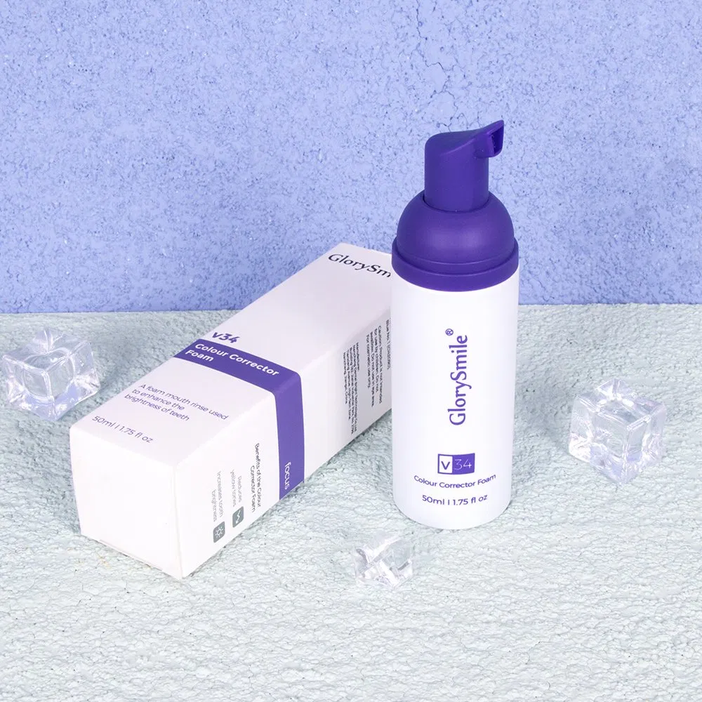 Private Label Glorysmile V34 Colour Corrector Teeth Whitening Foam Fluoride Free Toothpaste