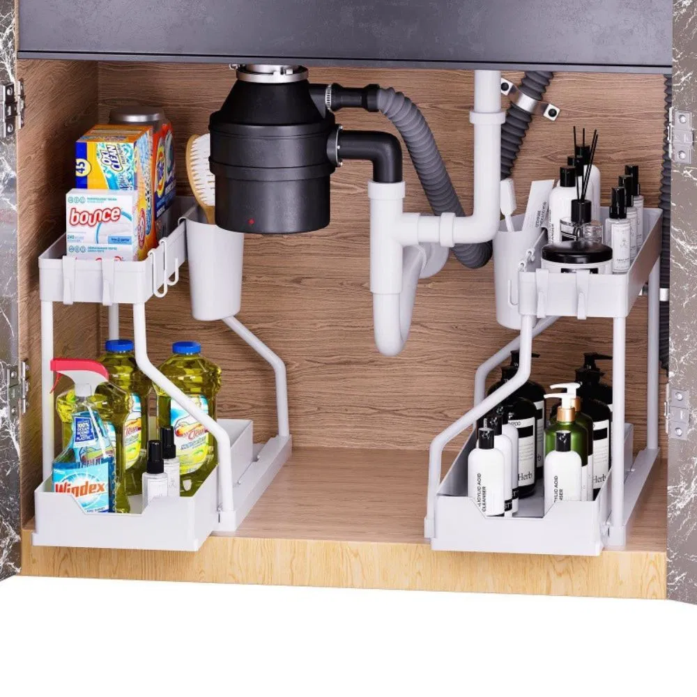 2 Pack Under Sink Organizer, Double Pull out Drawer Wyz28370