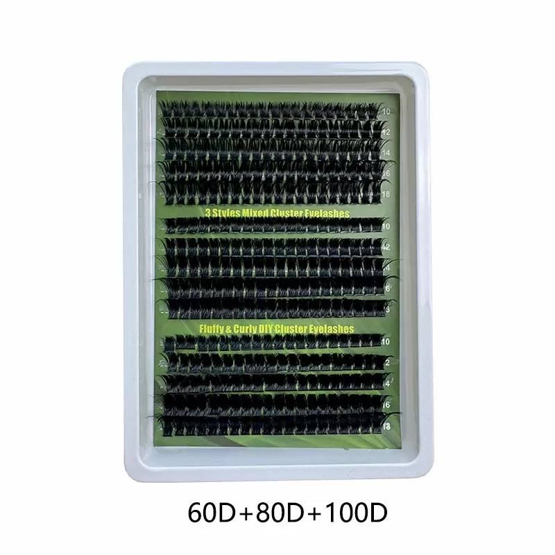 DIY Magic Eyelash Extensions Set Thick Cluster 60d+80d+100d Curled Lash