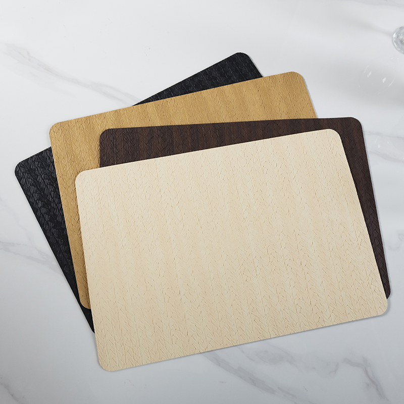 Heat Resistant Non-Slip PVC Placemat Vintage Luxury Cowhide Texture Leather Table Mat