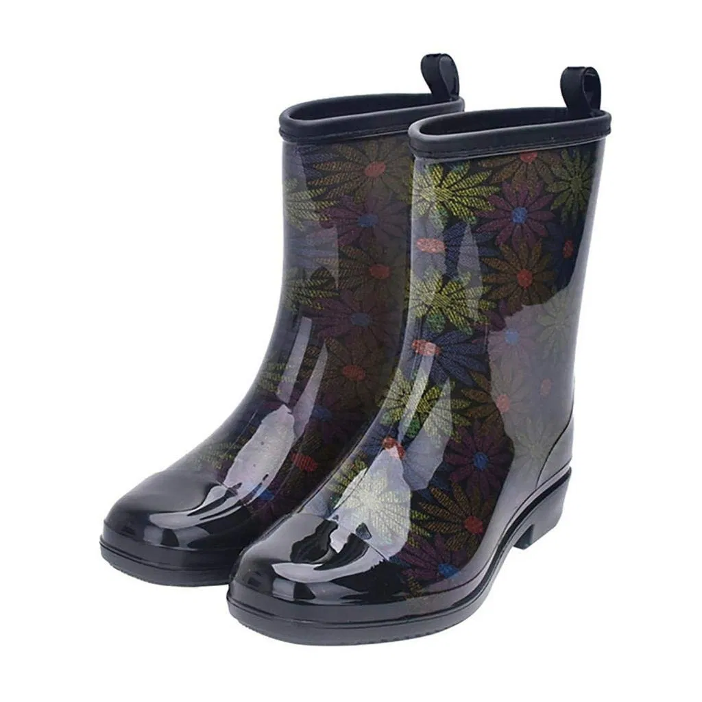 Wholesale Women′ S Printed Waterproof PVC Boots