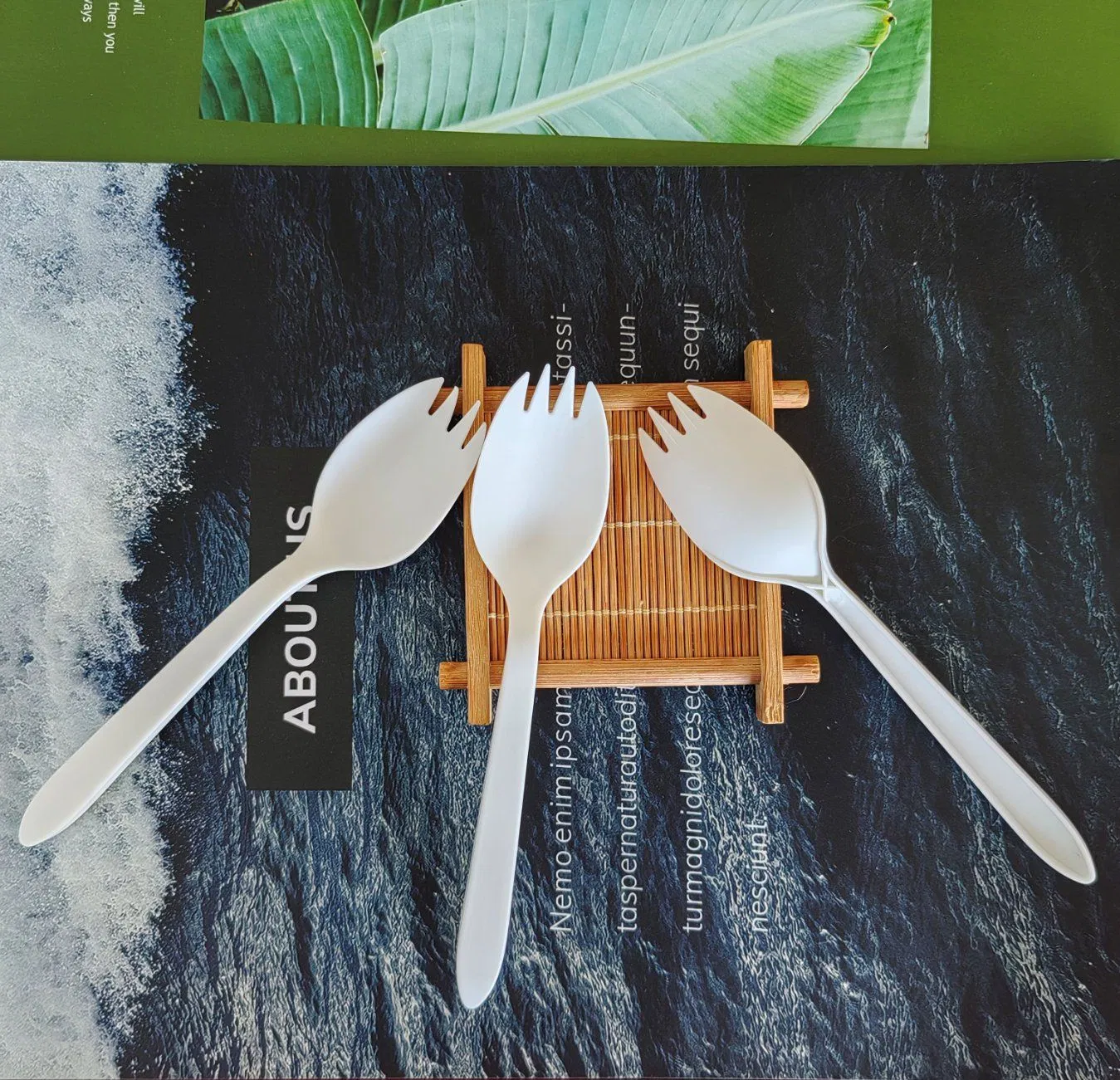 Hot Sale Compostable Biodegradable Cutlery Set Dessert Spoon 6" Cpla Sustainable Spork