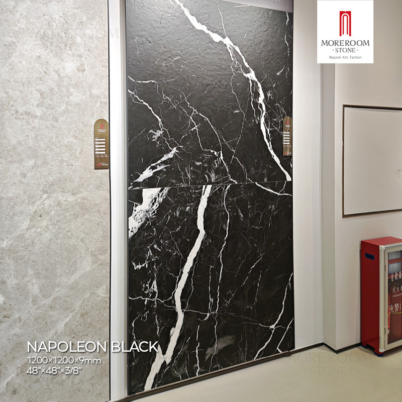 Porcelain Slab Napoleon Black Marble for Kitchen Island Tops and Worktop Surfaces