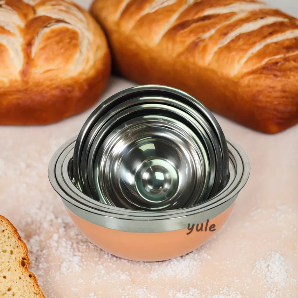 BPA Free Food Grade Safe SS304 Eco-Friendly Kitchen Gadgets Baking Assistant Mixing Bowl with Lid Stainless Steel Salad Bowl