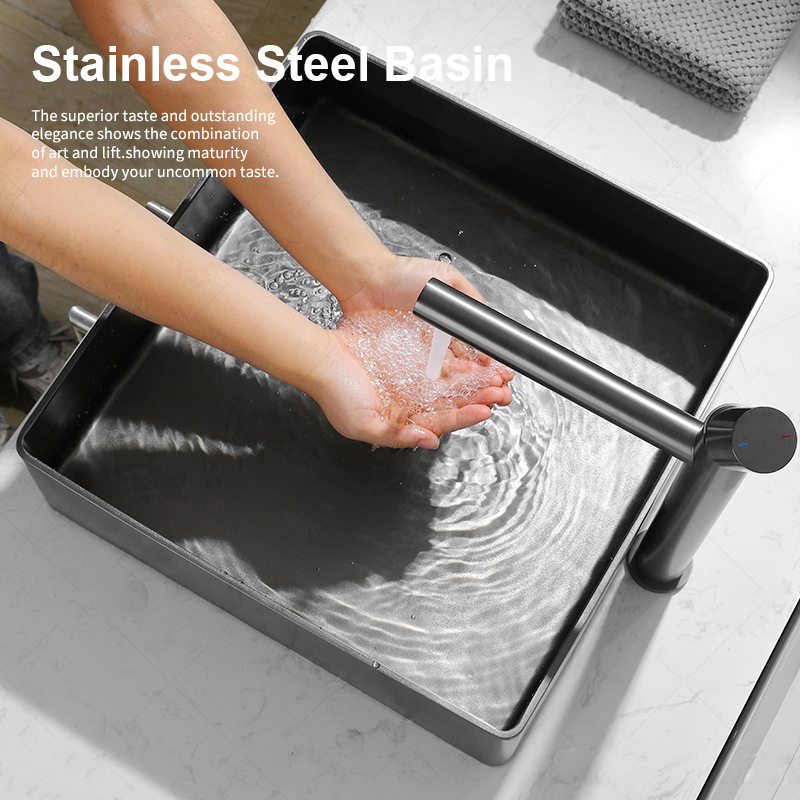 Wholesale Top Quality Square Shape Bathroom Furniture Art Basin Ware Stainless Steel Basin Sink