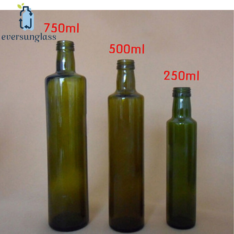 Wholesale Dark Brown Round Glass Olive Oil Bottle 750ml