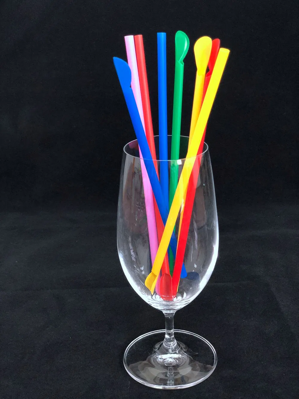 500 Pack Colorful Disposable Plastic Spoon Straws with OPP Bag Wrapped for Snow Cone
