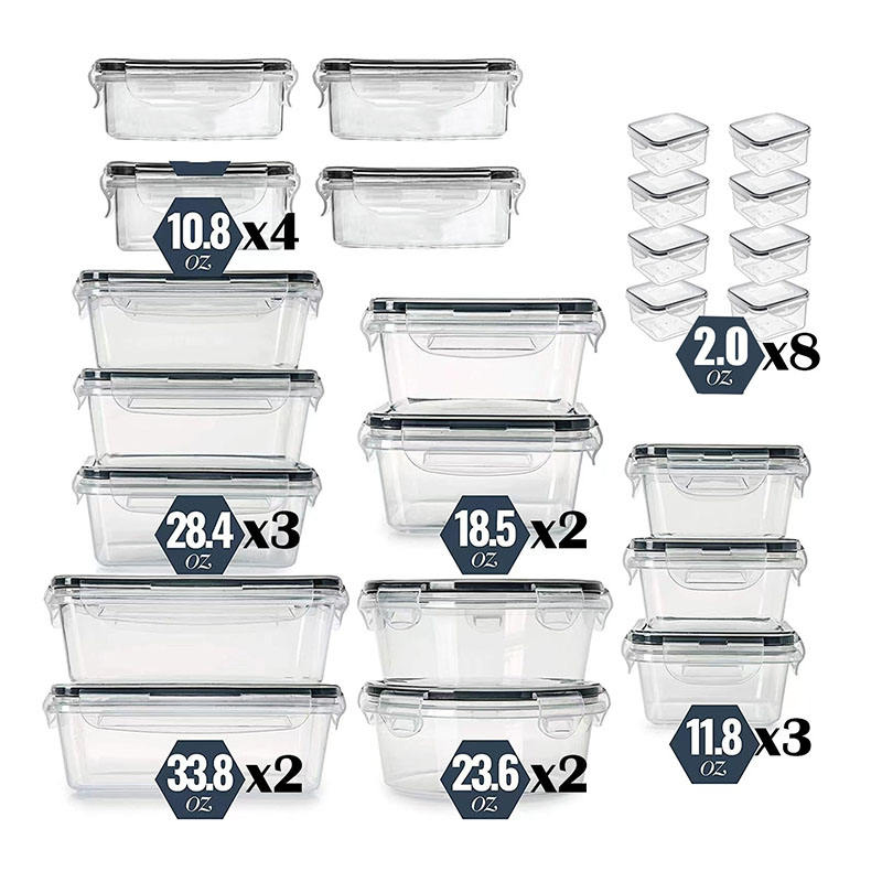24 PCS BPA-Free Strong Lid Sealed Box Set Plastic Lunch Storage Container Transparent Kitchen Food Kitchen Organizers