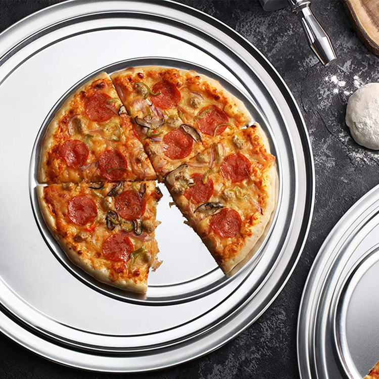 Professional Aluminum Alloy Flat Pizza Pan Tray Factory Direct with Low Price for Home Restaurants Hotels