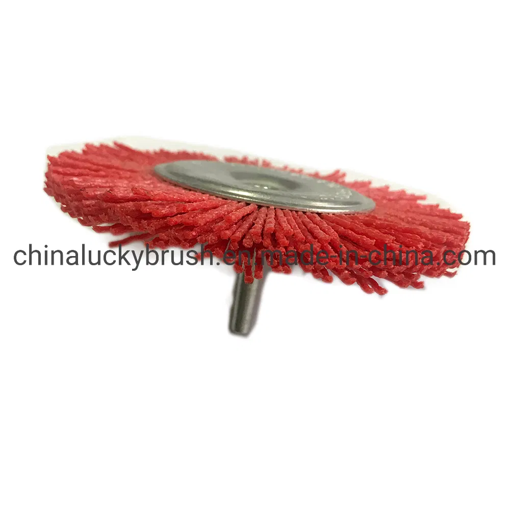 Абразивная щетка-колесо красная с валом YY-855