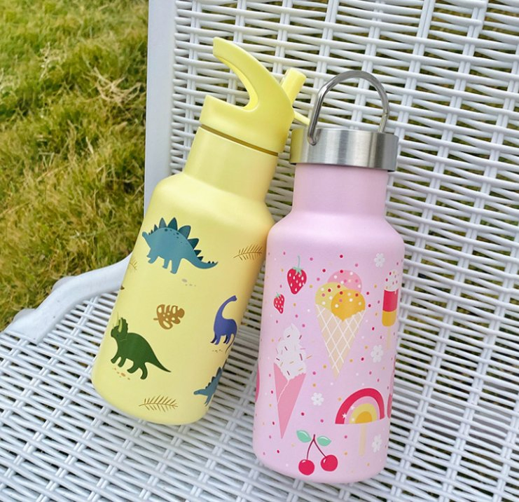 New 350ml Double-Layer Stainless Steel Sports Bottle Kids Insulated Tumbler Wth Handle and Straw