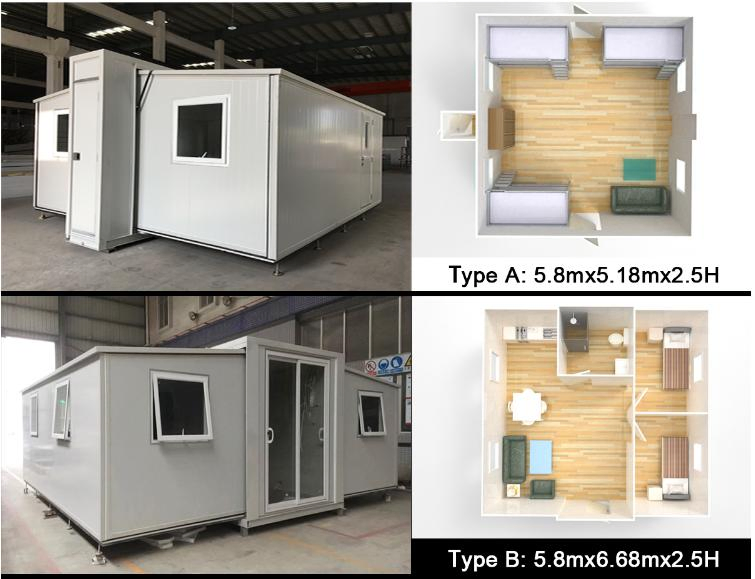 China Luxury 20/40FT 2 Bedroom Modular Steel Structure with Toilet Prefab Mobile Shipping Expandable Container House Price for Prefabricated/Living
