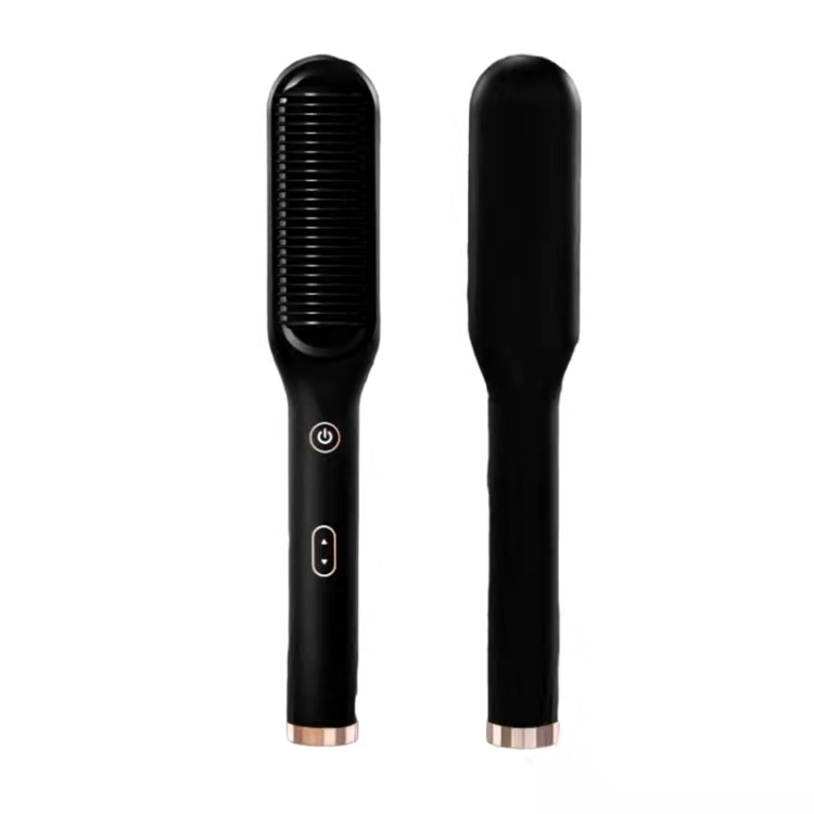 Titanium Custom Black Hot Comb Electric Hair Straightener Comb
