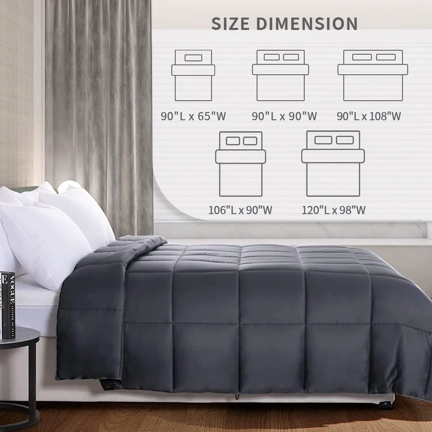 Down Alternative Comforter, Ultra-Soft Skin-Friendly Breathable Fluffy Microfiber Comforter, All Season Bed Comforter Duvet Insert