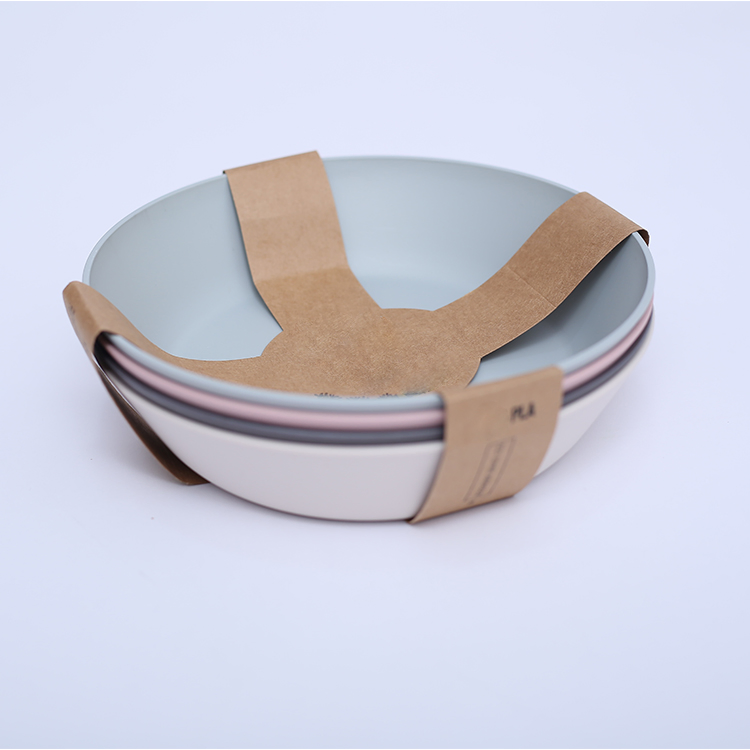 OEM Food Contact Safe Plastic Deep Plate PP Bamboo Fiber Round Bowl