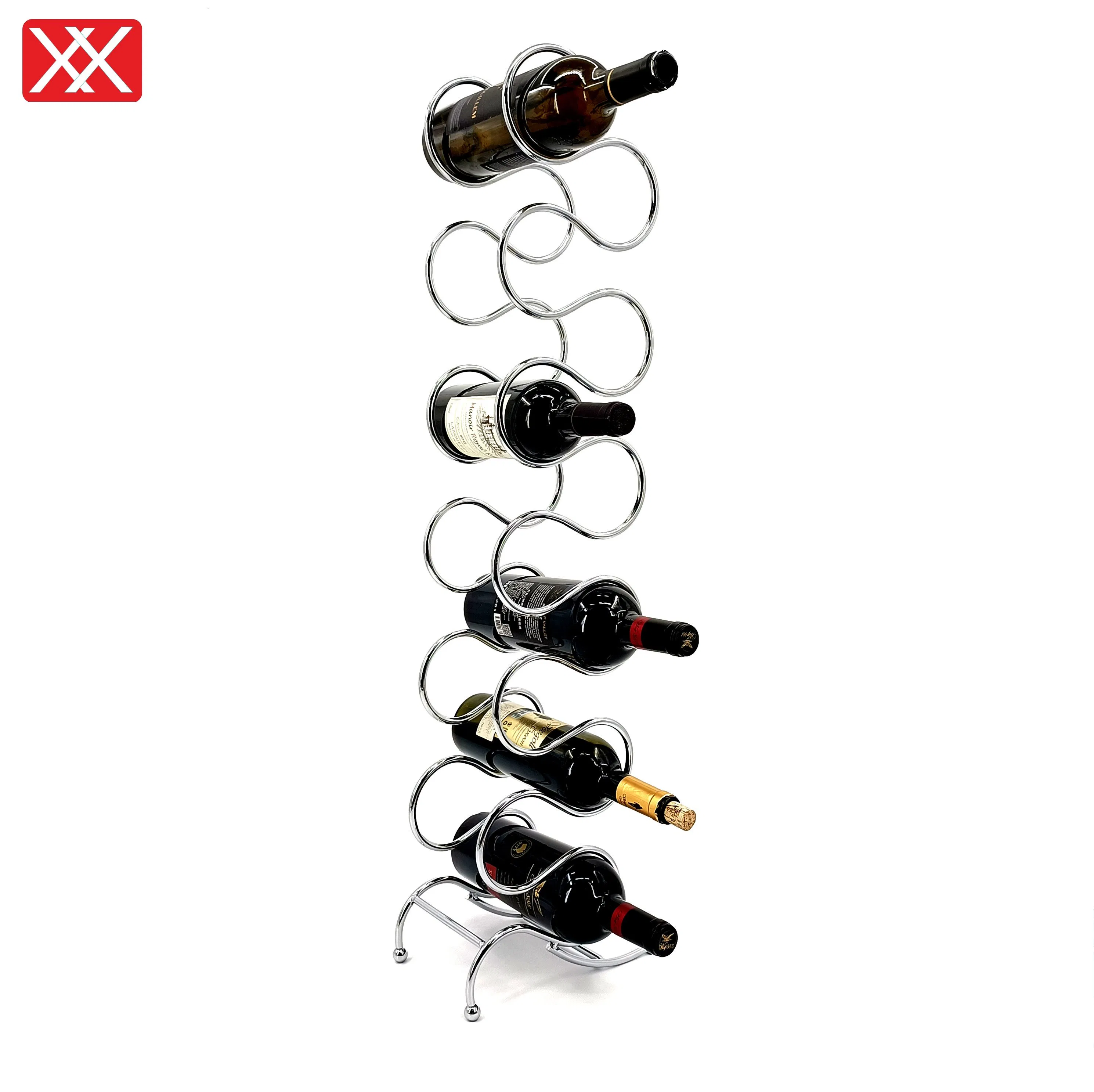 Настенная подставка для винных бутылок из металла и бамбука