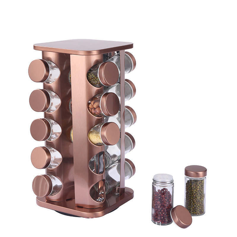Household Kitchen Stainless Steel Rotating Seasoning and Spice Rack Storage