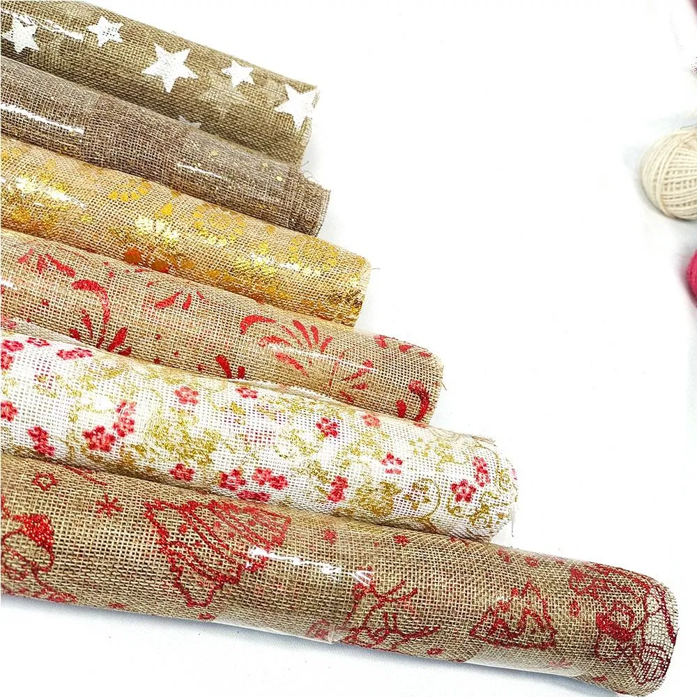 Wholesale Hot Stamping Print Burlap Table Runner Wedding Jute Table Runner