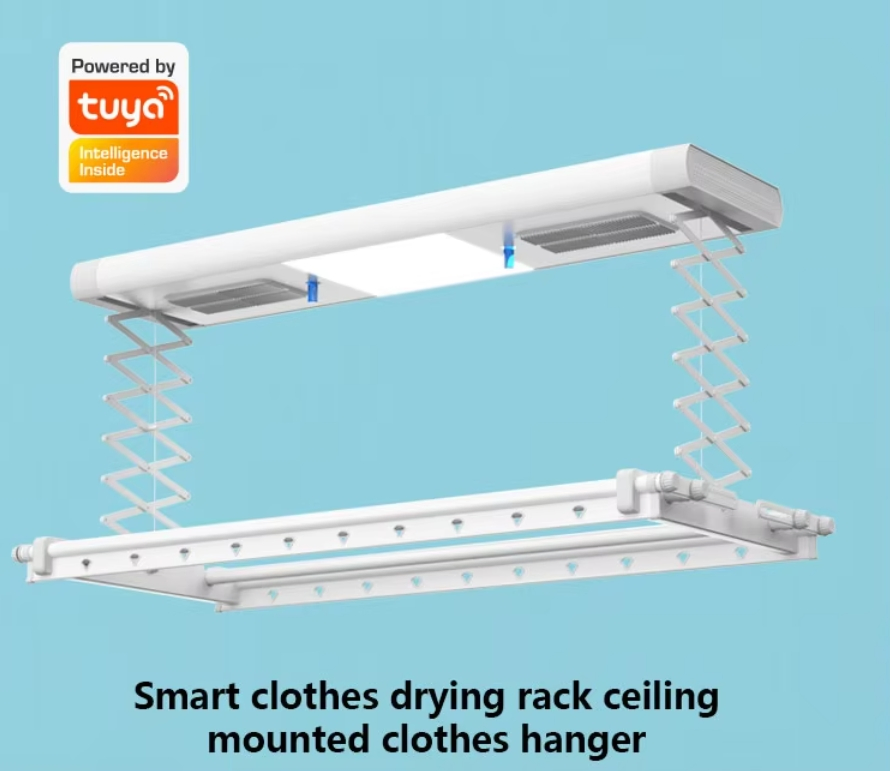 Cloth Dryer Ceiling LED Light Electric Auto Quick-Drying Smart Clothes Dry Hanger Disinfection Alexa Voicetelescopic Drying Rac
