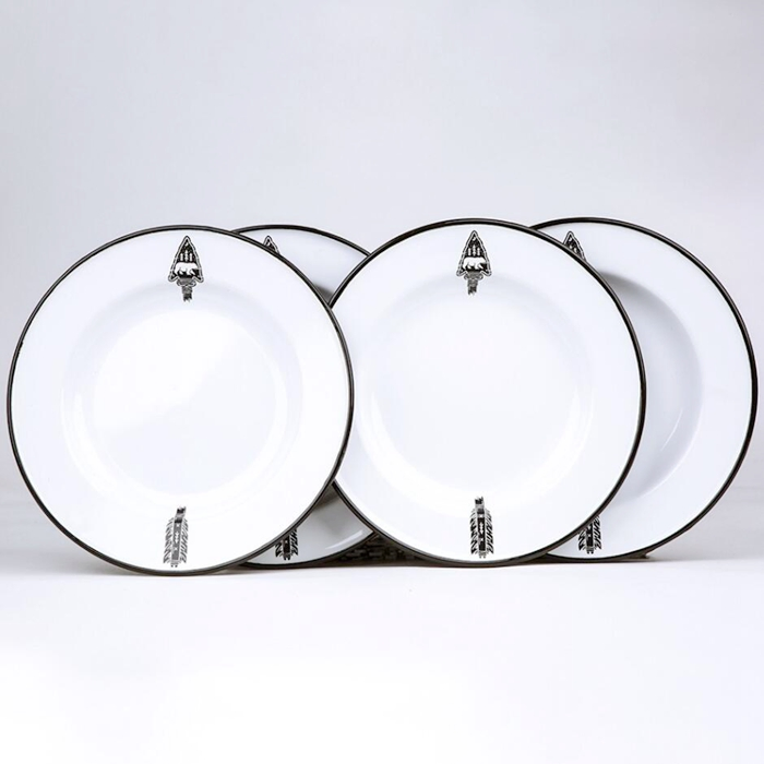 Lightweight Enamel Dinner Plate Serving Tray for Camping Outdoor Indoor