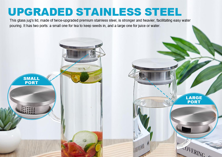 1300ml Durable BPA-Free Glass Pitcher with Lid Versatile for Hot/Cold Water Juice & Iced Tea for Daily Use
