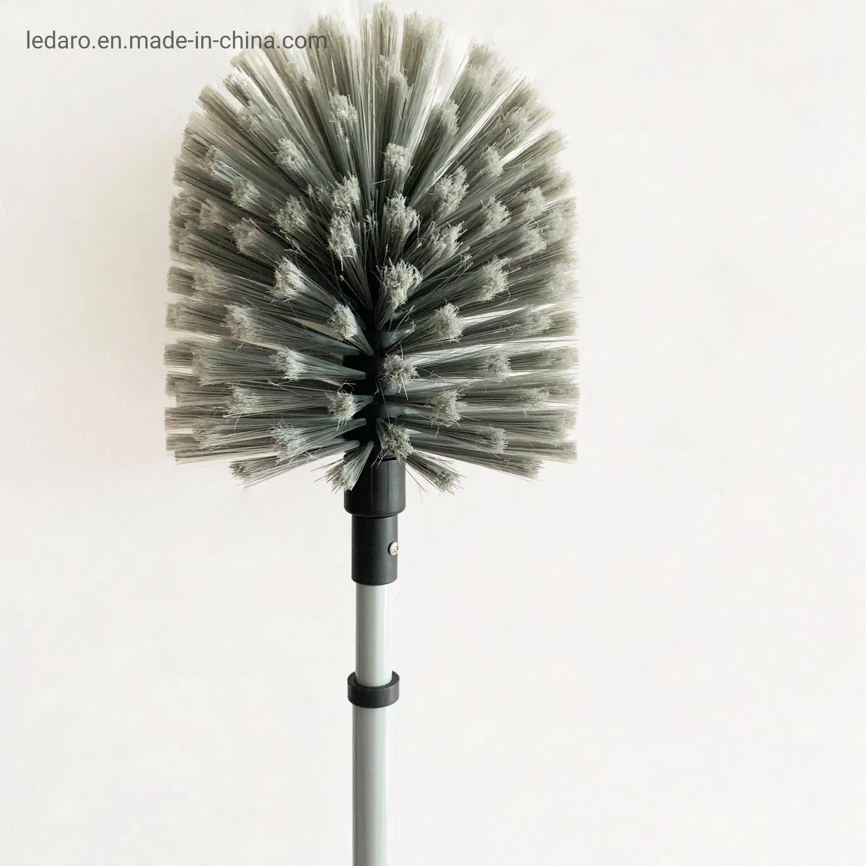 Durable Flexible Heavy Duty Cobweb Broom with Long Metal Telescoping Pole and Hard Pet Bristles for Ceiling Cleaning