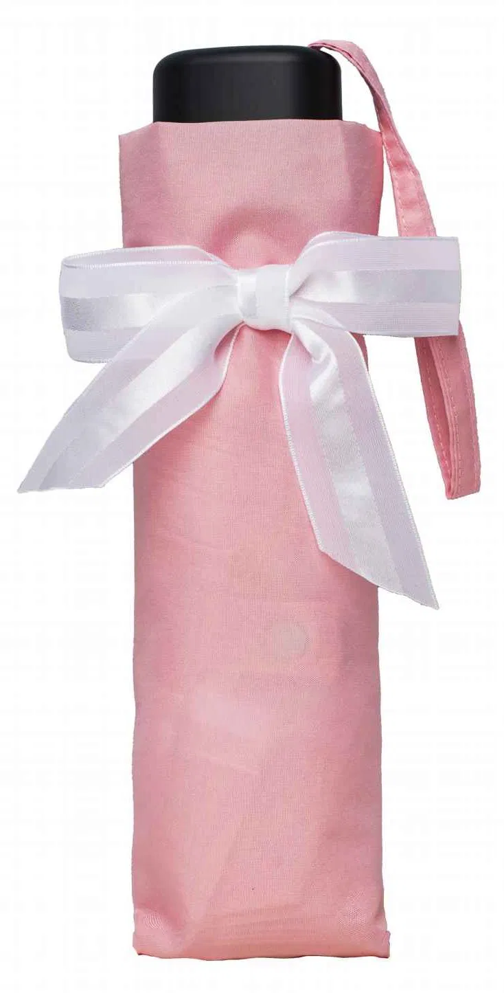 Зонт-трость с бантом, 3 секции, розовый