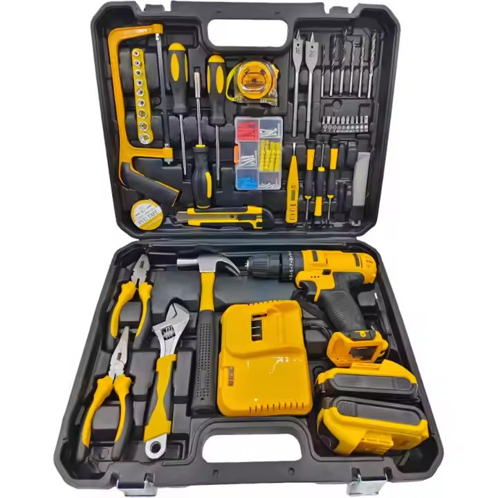 118PCS Lithium Battery Electric Drill Set Brushed Power Drill