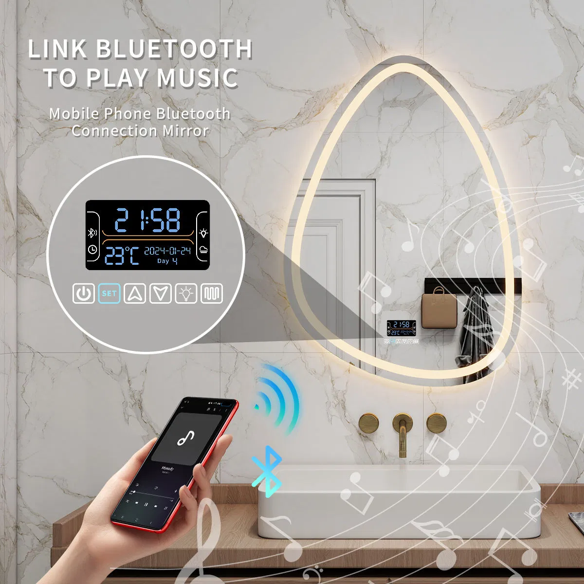 Irregular Custom Lighting Bathroom Mirror Wall-Mounted Bath Special-Interest Vanity Smart LED Mirror