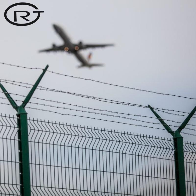 Low Carbon Steel Wire Anti Climb Fence Airport Security Fence Galvanized and PVC Coated