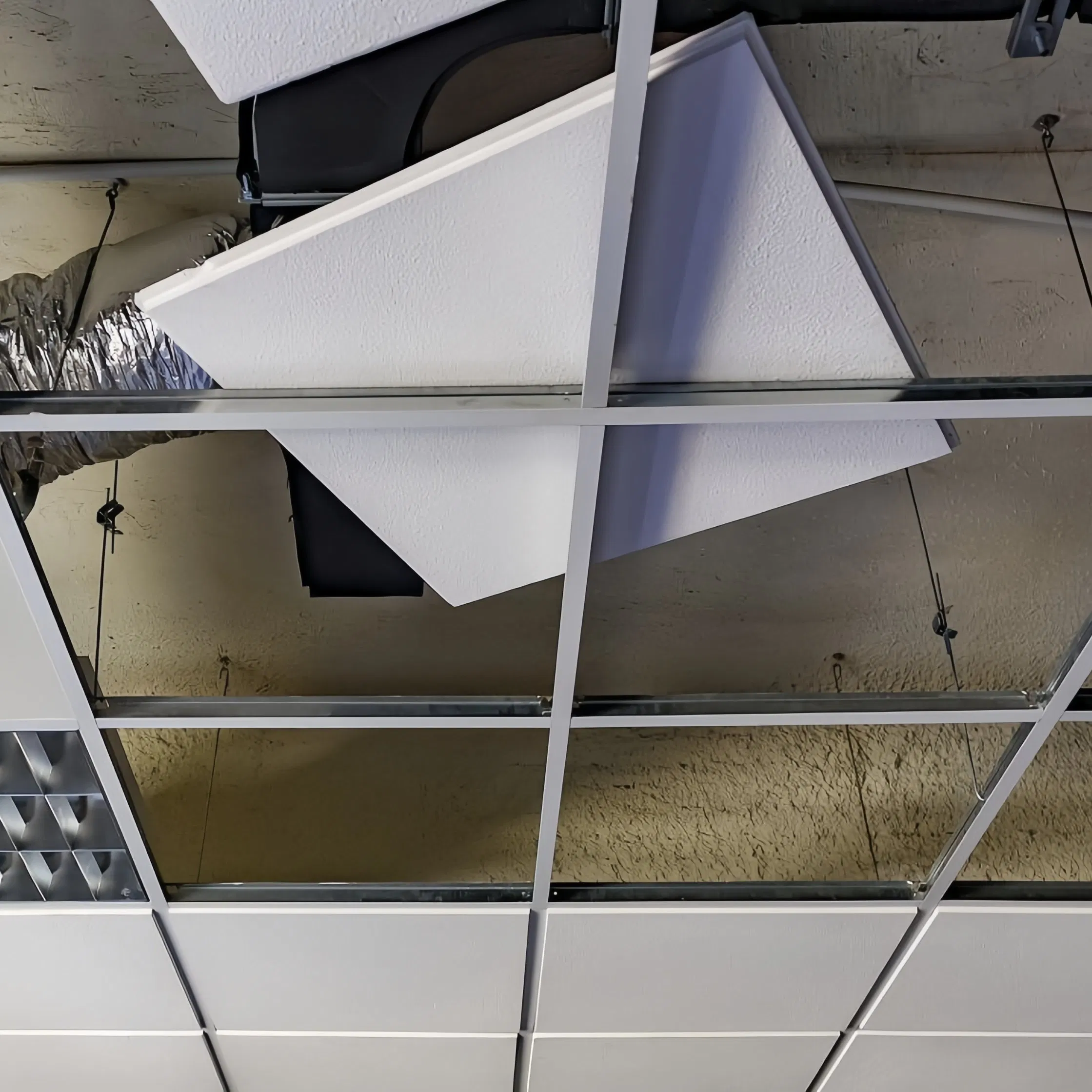 Black Rock Wool Acoustic Ceiling Tiles Sound Proof Ceiling Panels Class a Fireproof Nrc 0.9